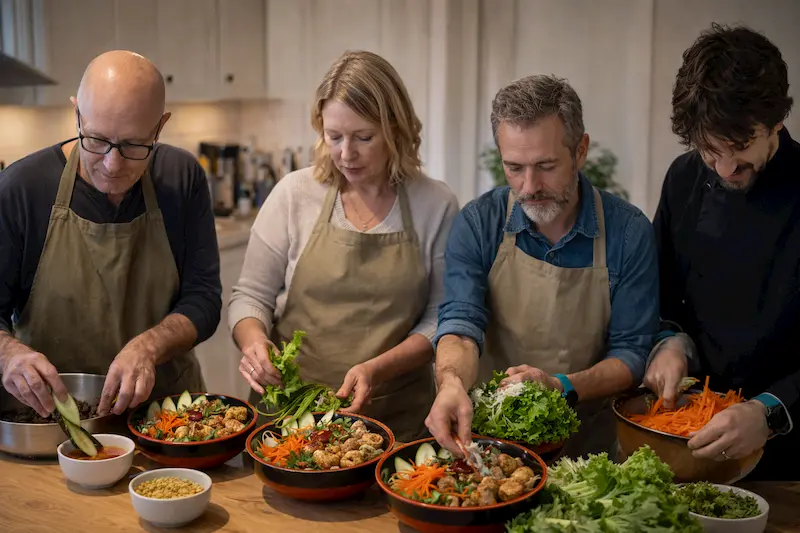 un atelier cuisine préparation bobun
