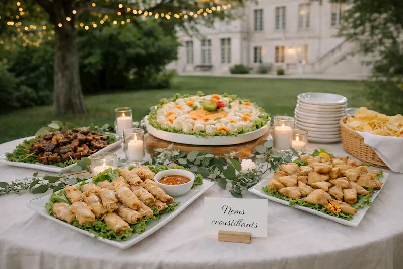 Buffet cocktail mariage dans le grand jardin