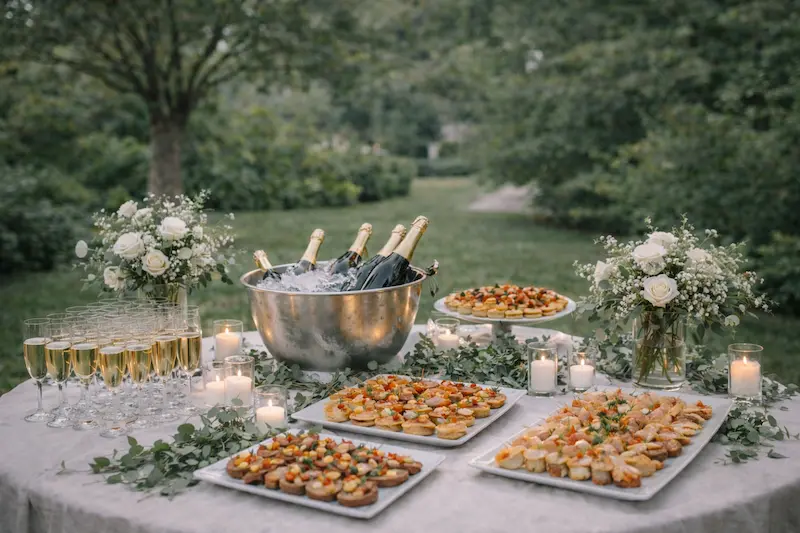 vin d'honneur dans le jardin